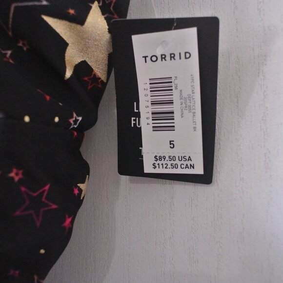 Torrid Black & Gold Foil Star Lattice Wireless One-Piece Swimsuit - Picture 6 of 9